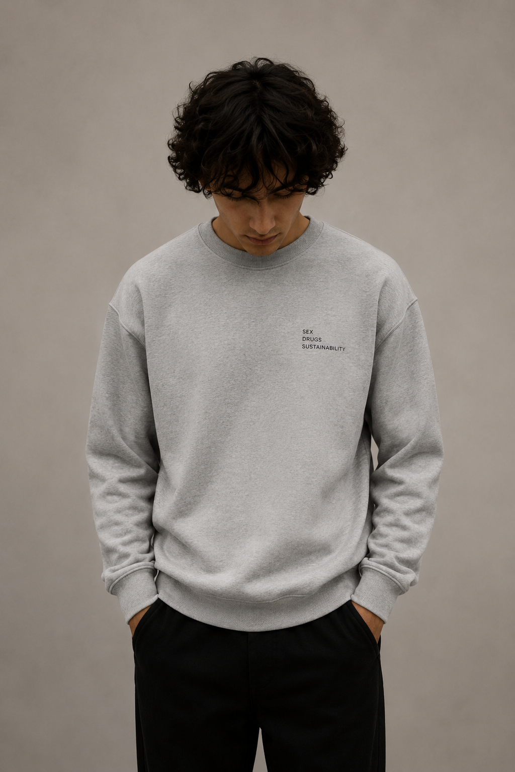 Warm Grey No Purity Sweatshirt lifestyle