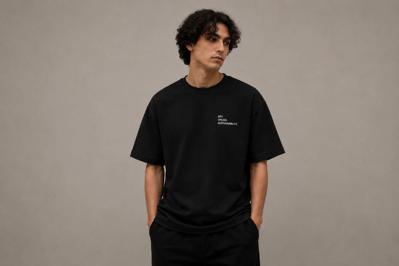 Black Quiet Vice Tee on model