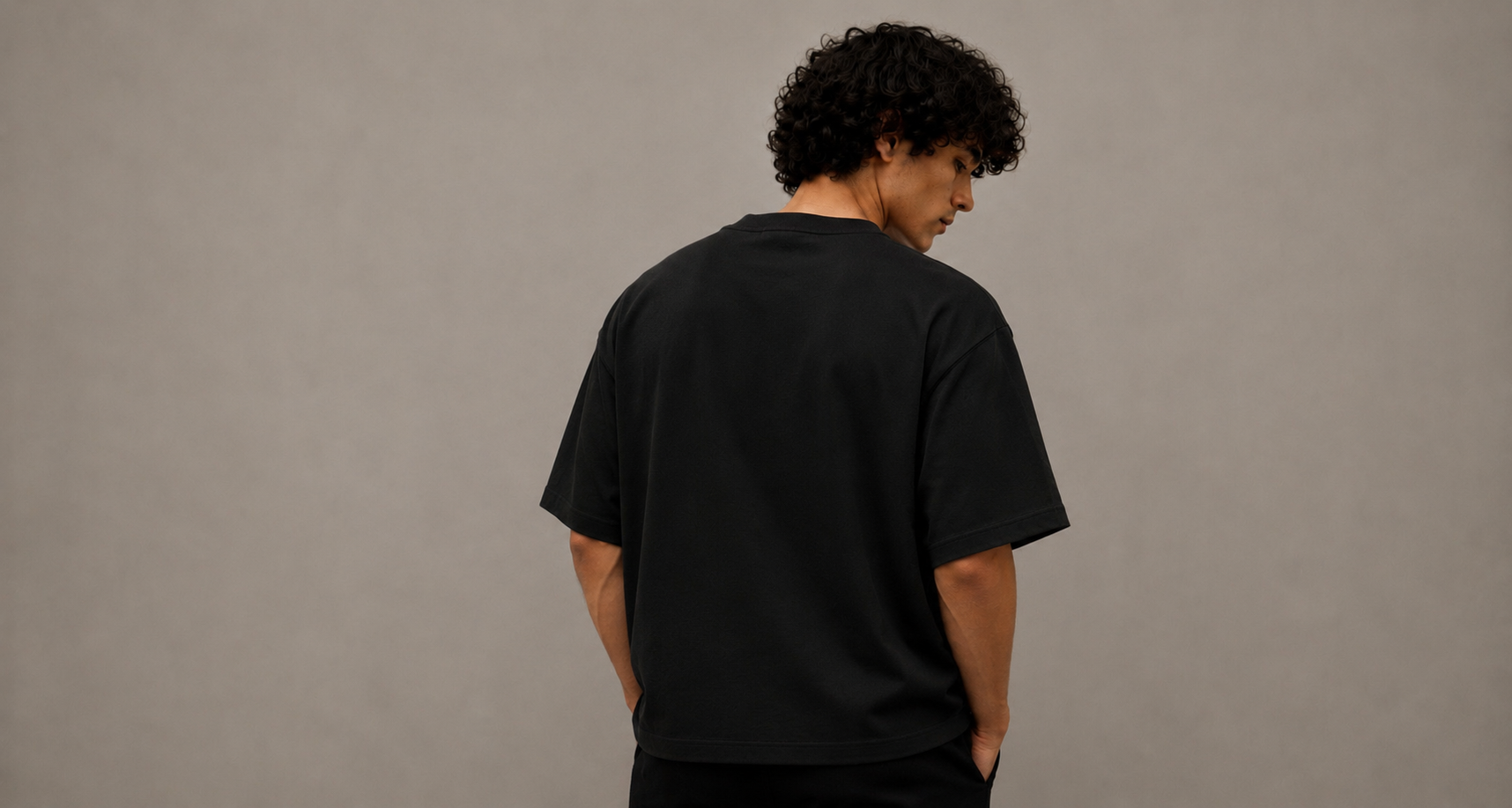 Stone Quiet Vice Tee on model, back view